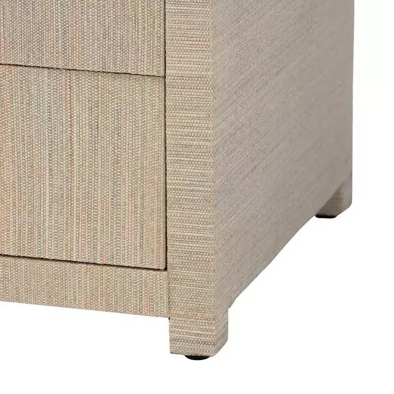 Table de chevet 3 tiroirs en herbier tissé naturel/doré