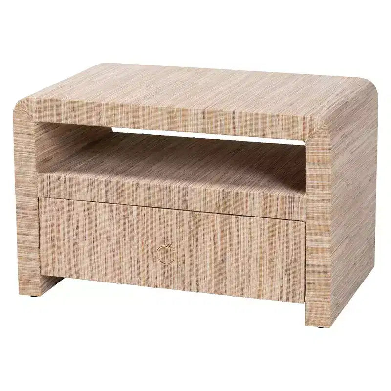 bali &amp;#38; pari Hannah Woven Grasscloth 1 Drawer Nightstand Natural