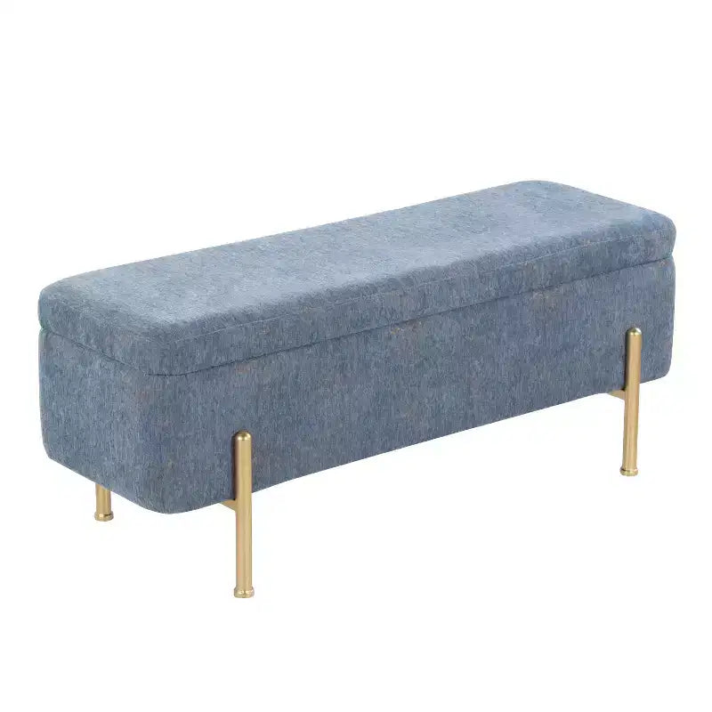 LumiSource Daniella Bench Gold/Blue Fabric
