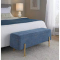 Banc en tissu doré/bleu