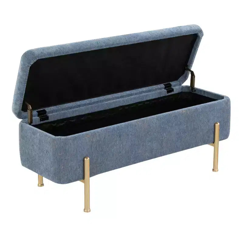 Banc en tissu doré/bleu