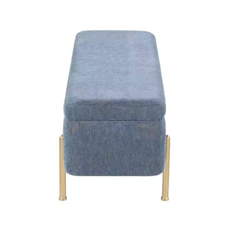 Banc en tissu doré/bleu