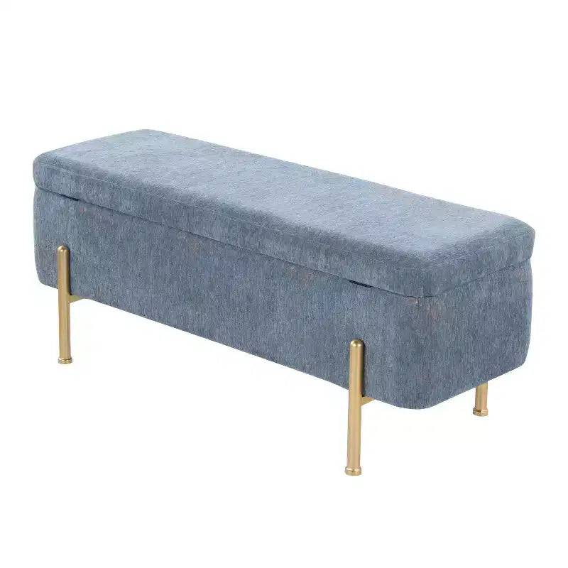 Banc en tissu doré/bleu