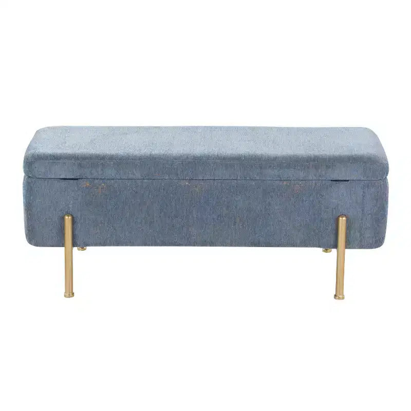 Banc en tissu doré/bleu