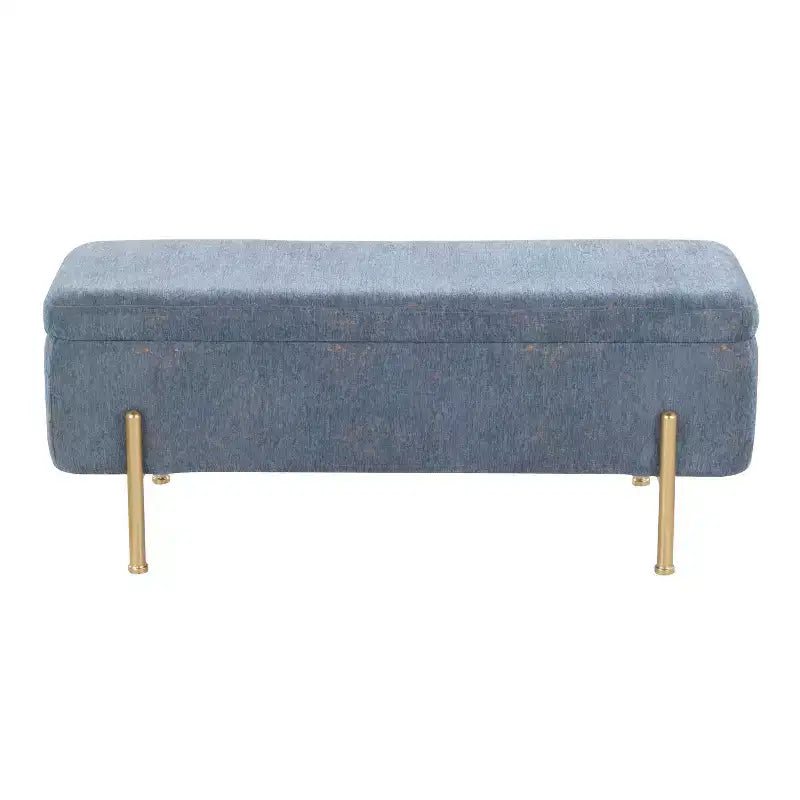 Banc en tissu doré/bleu