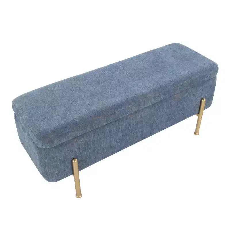 Banc en tissu doré/bleu