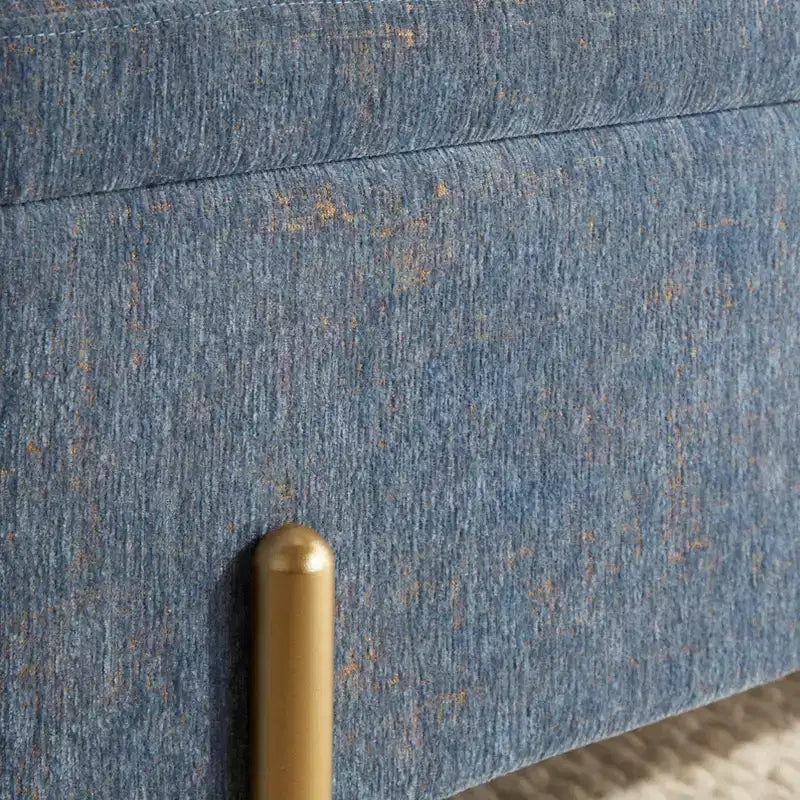 Banc en tissu doré/bleu