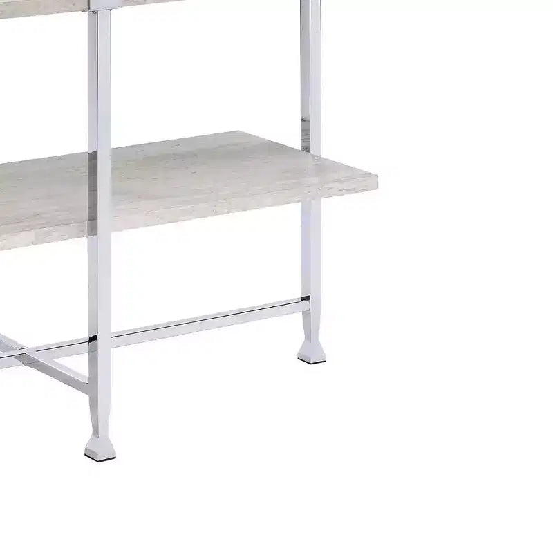 Console Chêne Blanc/Finition Chromée