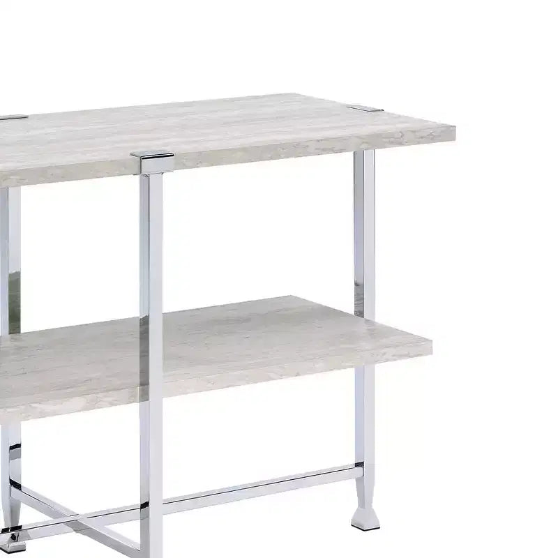 Console Chêne Blanc/Finition Chromée
