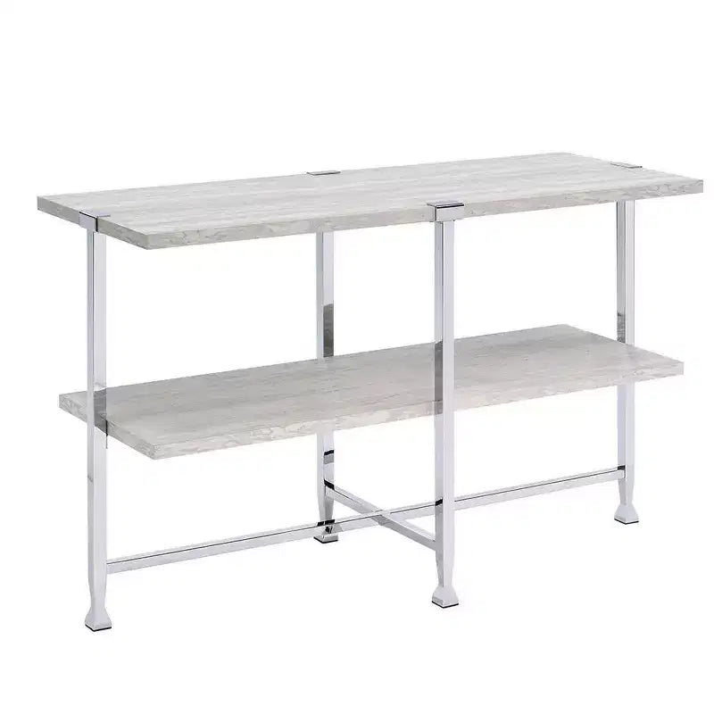 Console Chêne Blanc/Finition Chromée