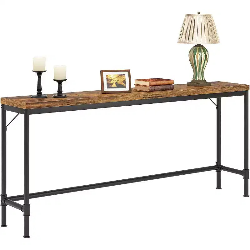 LITTLE TREE 70.9&amp;#34; Long Console Table Narrow Brown