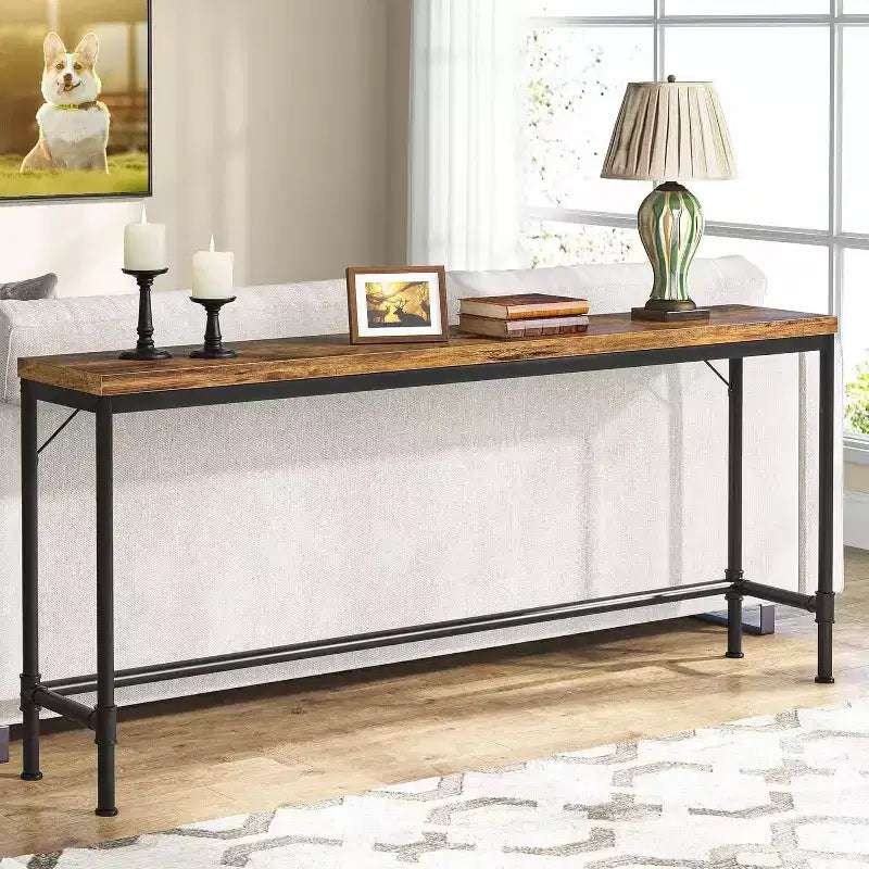 Console étroite et longue marron