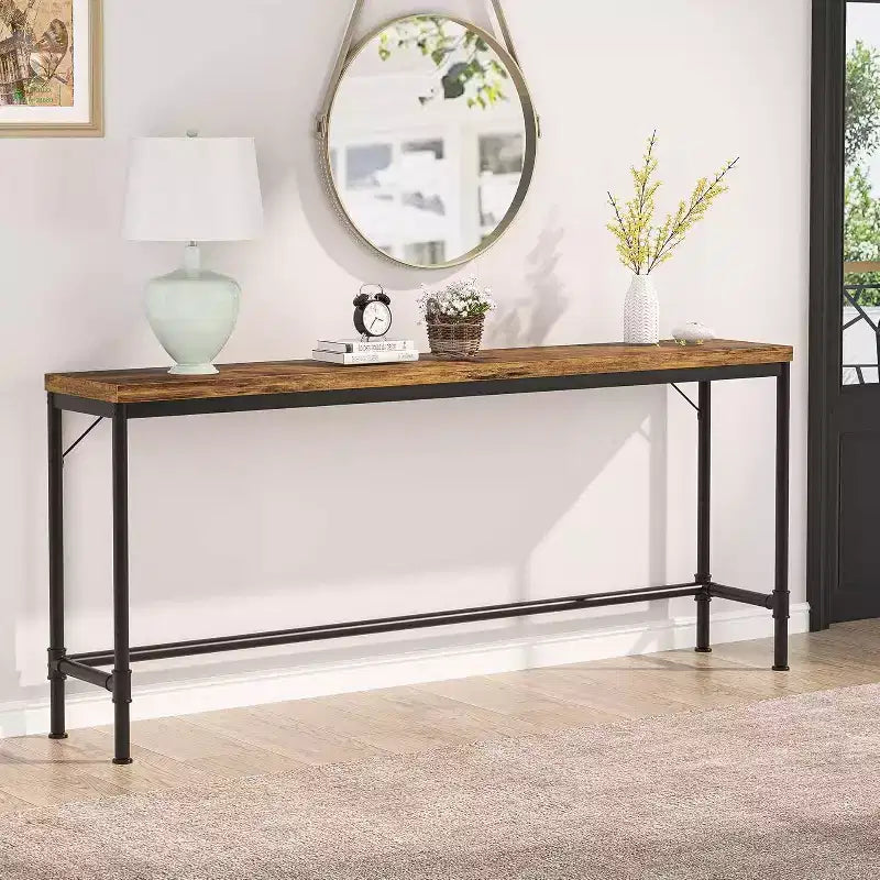 Console étroite et longue marron