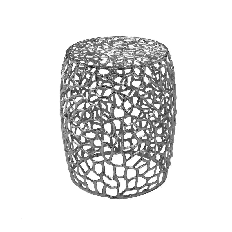 Christopher Knight Home Miles Modern Aluminum Drum Shape End Table Silver Nickel