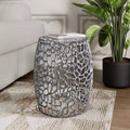 Table d'appoint moderne en aluminium en forme de tambour, nickel argenté