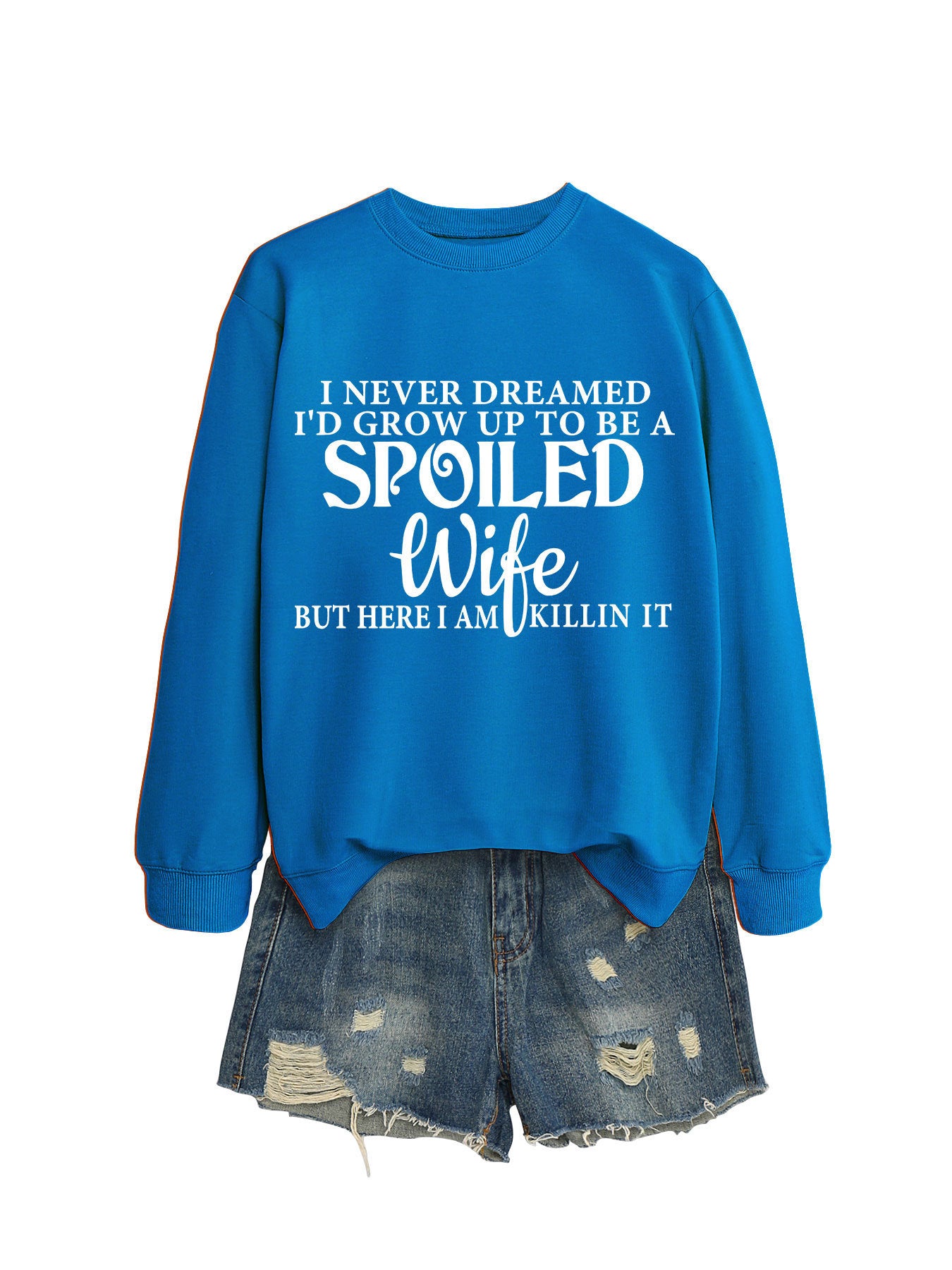 Casual Letters Printed Crew Neck Sweatshirt Women