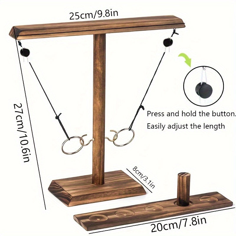 Wooden Hook And Toss Ring Game Set, Indoor/Outdoor Board Game, Halloween Party Supplies