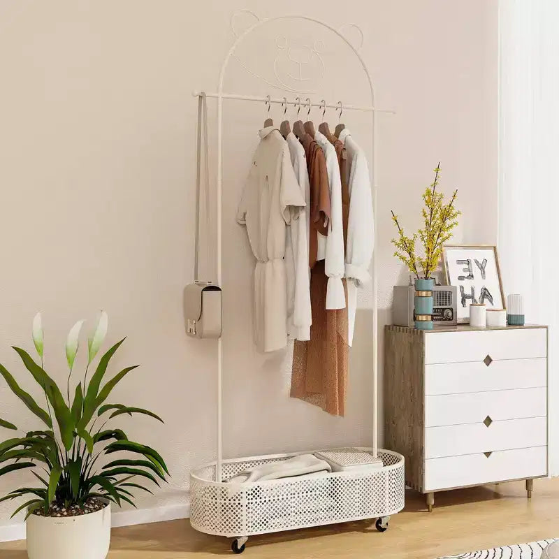 Portant à Vêtements pour Enfants avec 3 Hauteurs Réglables Portant Autonome Blanc/Rose