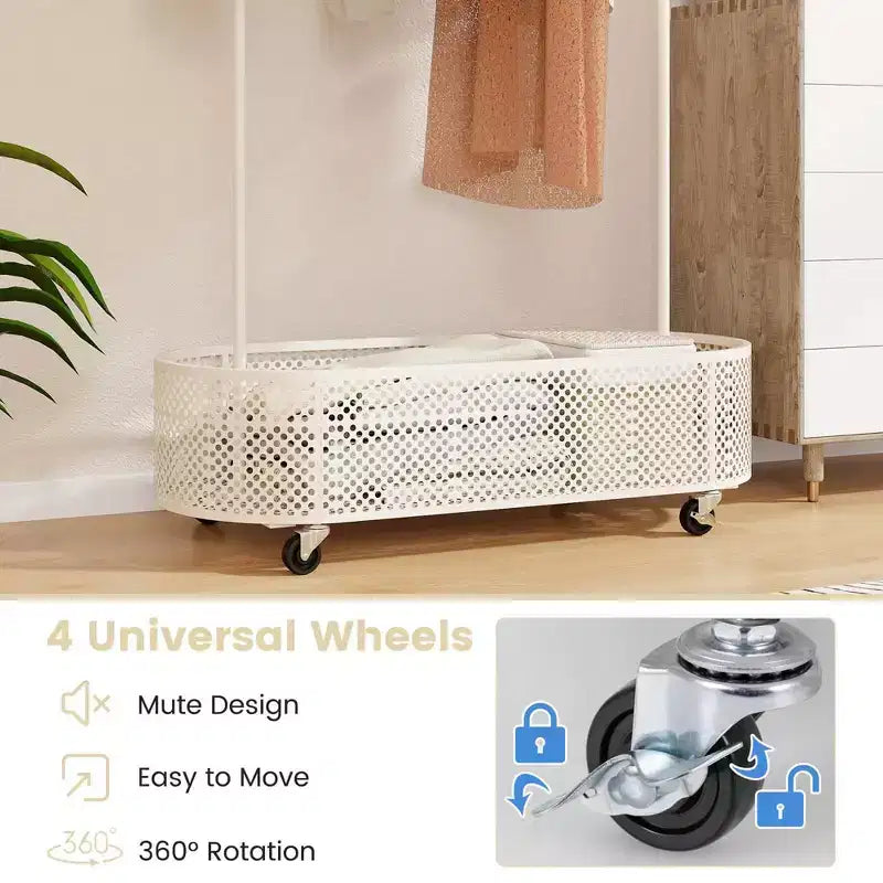 Portant à Vêtements pour Enfants avec 3 Hauteurs Réglables Portant Autonome Blanc/Rose