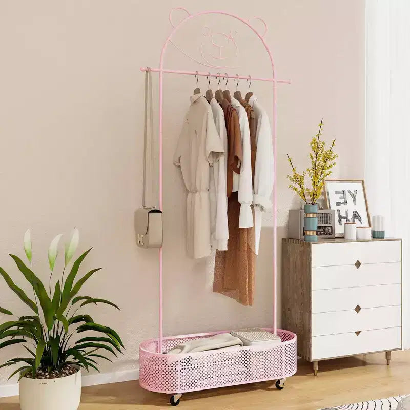 Portant à Vêtements pour Enfants avec 3 Hauteurs Réglables Portant Autonome Blanc/Rose