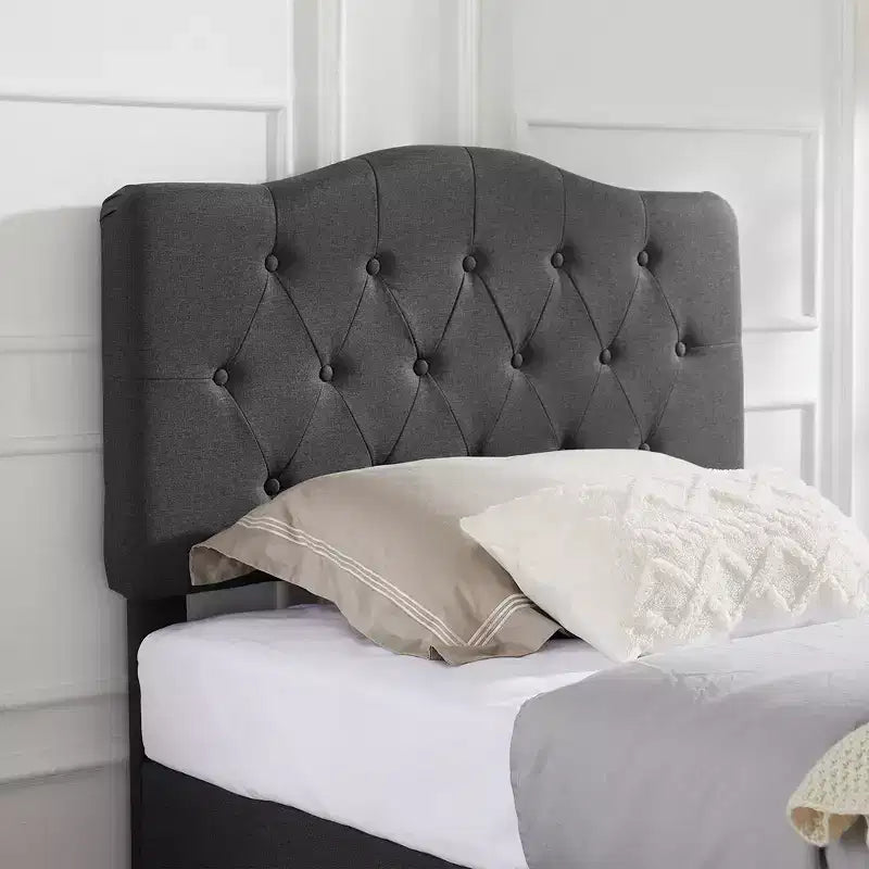 Lit rembourré avec plateforme en bois et tête de lit réglable en velours, pas besoin de sommier tapissier