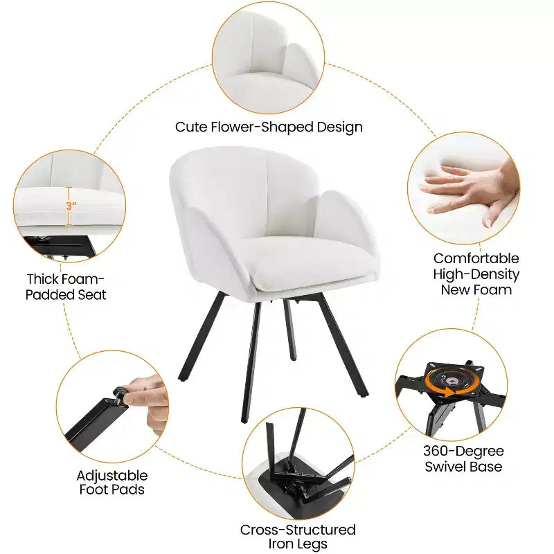 Fauteuil d'appoint en chenille en forme de fleur