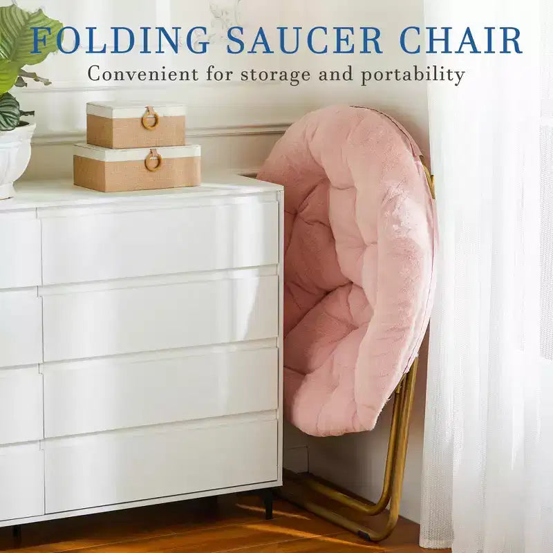 Fauteuil soucoupe pliable en fausse fourrure – Fauteuil confortable prêt à offrir pour adolescents, siège portable pour chambre à coucher, dortoir, cadeaux d'anniversaire