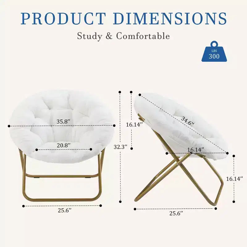 Fauteuil soucoupe pliable en fausse fourrure – Fauteuil confortable prêt à offrir pour adolescents, siège portable pour chambre à coucher, dortoir, cadeaux d'anniversaire