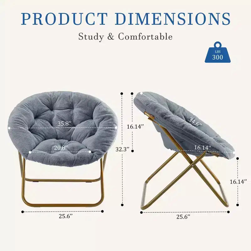 Fauteuil soucoupe pliable en fausse fourrure – Fauteuil confortable prêt à offrir pour adolescents, siège portable pour chambre à coucher, dortoir, cadeaux d'anniversaire