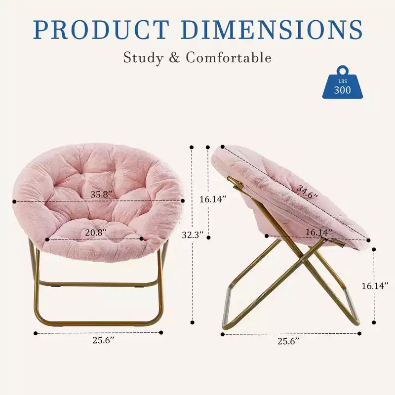 Fauteuil soucoupe pliable en fausse fourrure – Fauteuil confortable prêt à offrir pour adolescents, siège portable pour chambre à coucher, dortoir, cadeaux d'anniversaire