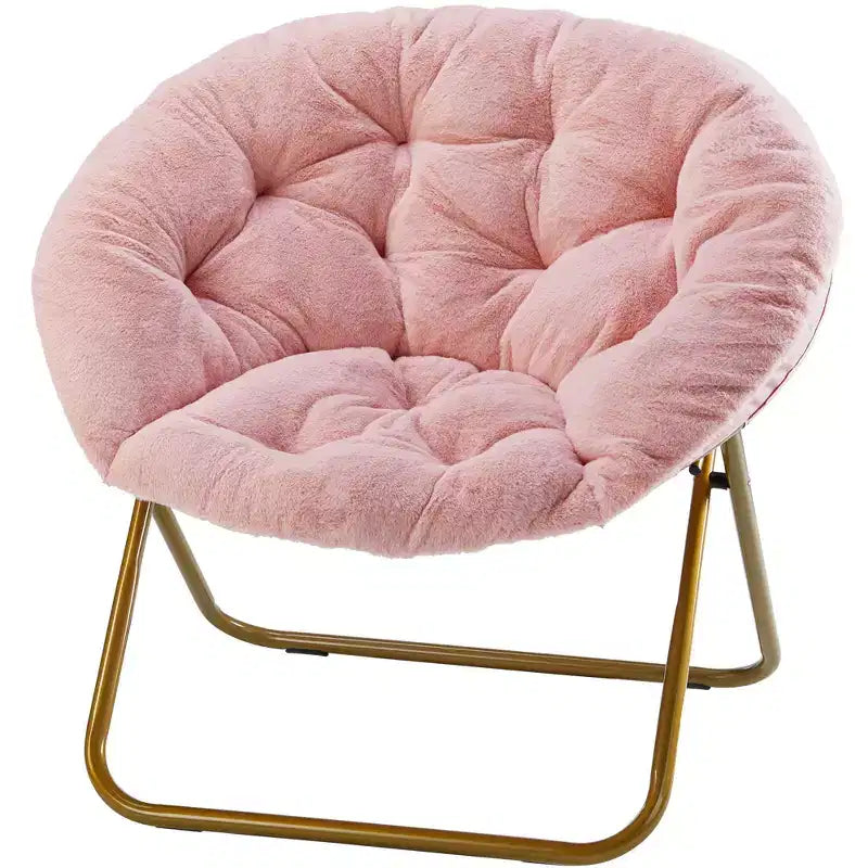 Fauteuil soucoupe pliable en fausse fourrure – Fauteuil confortable prêt à offrir pour adolescents, siège portable pour chambre à coucher, dortoir, cadeaux d'anniversaire