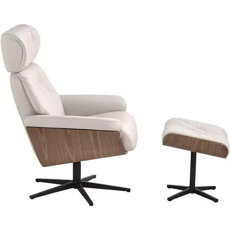 Fauteuil inclinable et pivotant Eggshell avec repose-pieds