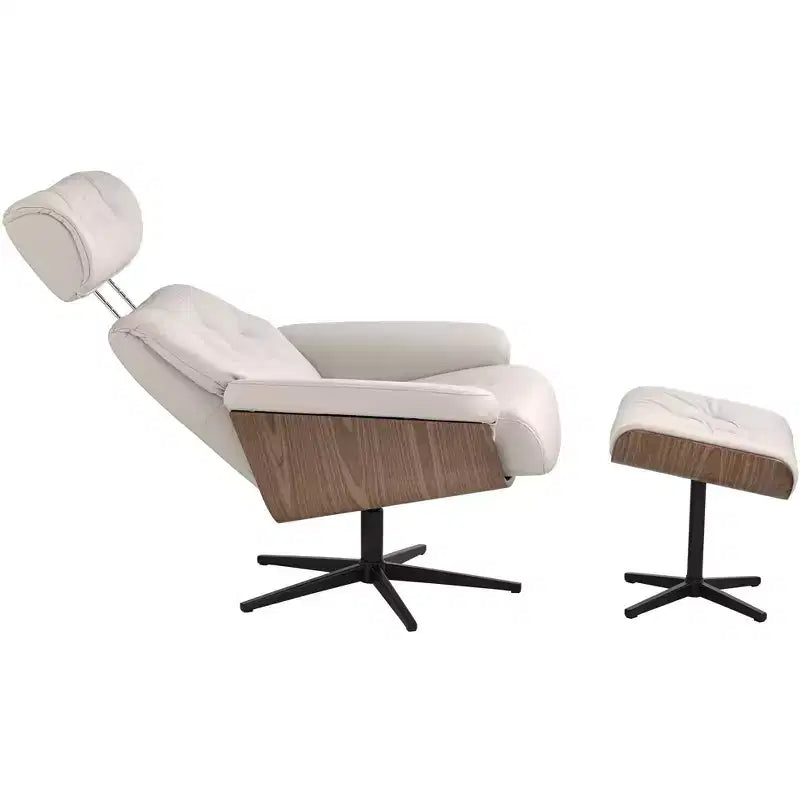 Fauteuil inclinable et pivotant Eggshell avec repose-pieds