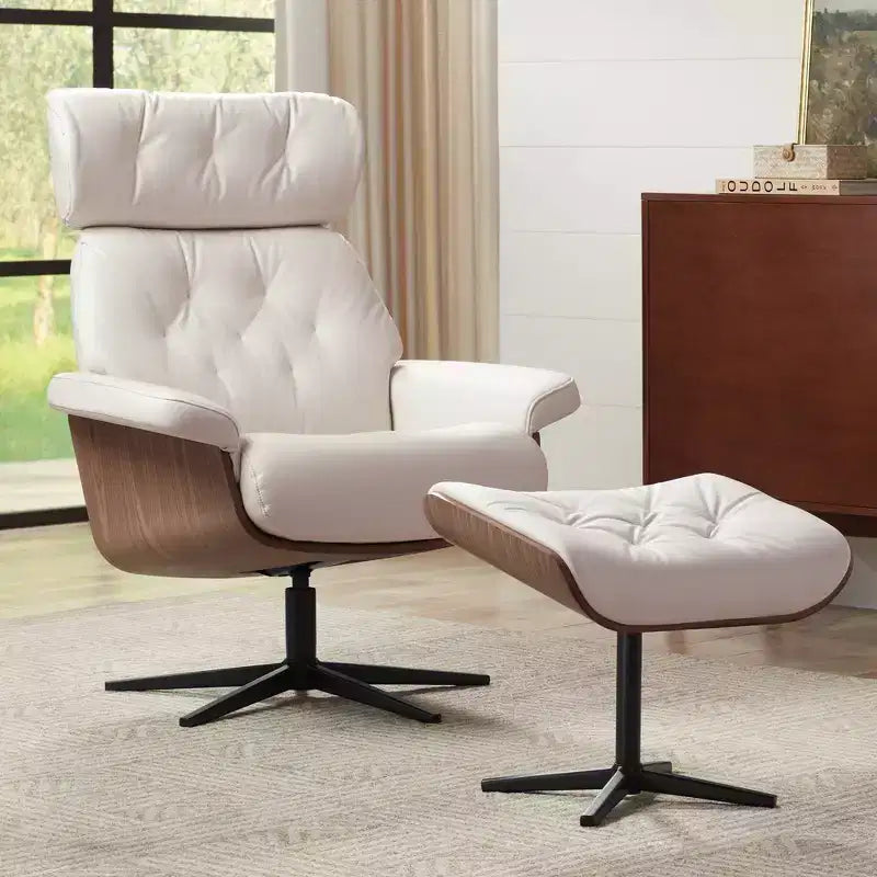 Fauteuil inclinable et pivotant Eggshell avec repose-pieds
