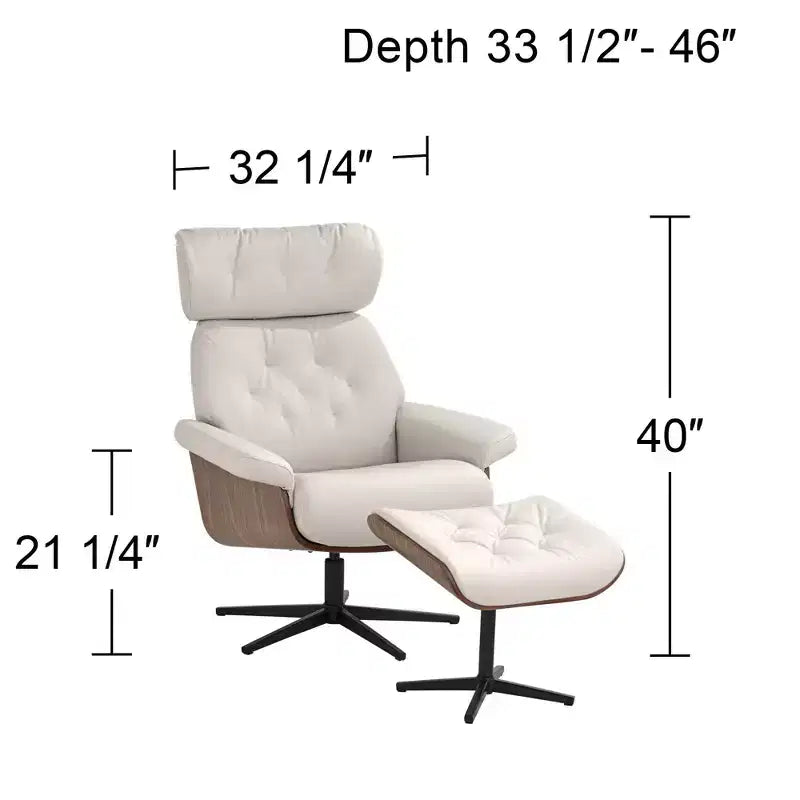 Fauteuil inclinable et pivotant Eggshell avec repose-pieds