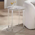 Table d'appoint ronde en pierre et chrome, 18 1/4 po de large