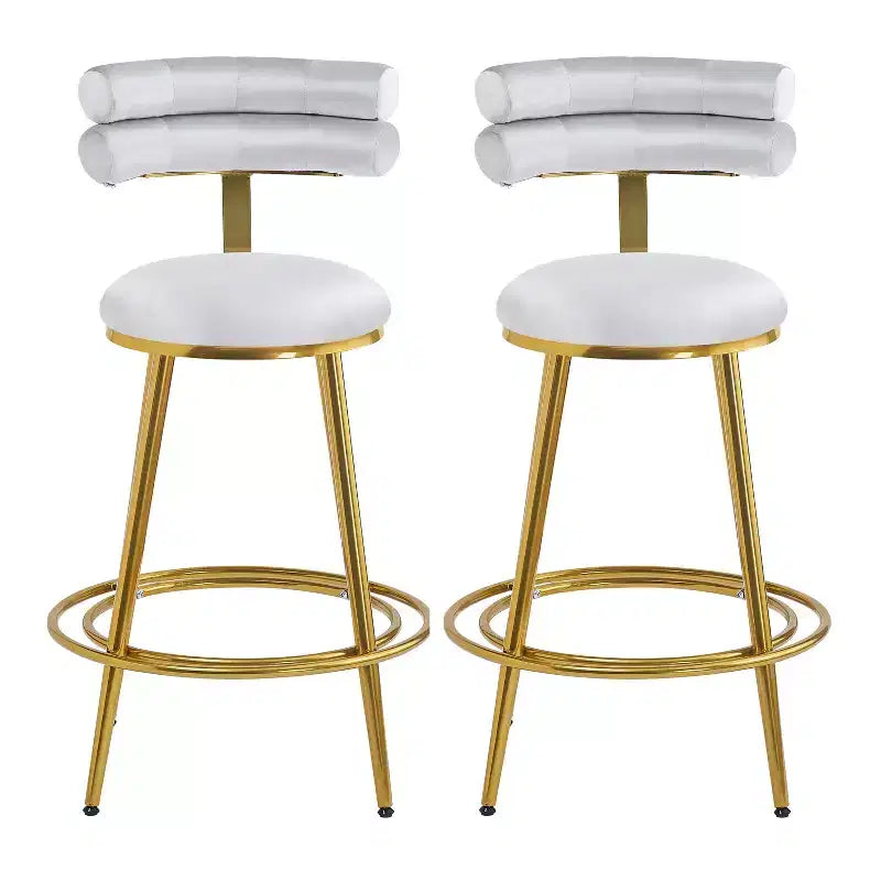 Tabourets de bar modernes de 96,5 cm de haut, lot de 2, chaises d'appoint en velours avec cadre en métal pour cuisine/chambre/salle à manger