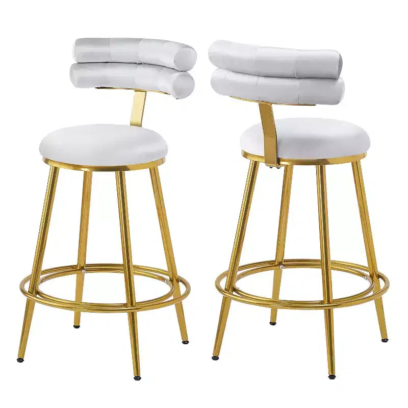 Tabourets de bar modernes de 96,5 cm de haut, lot de 2, chaises d'appoint en velours avec cadre en métal pour cuisine/chambre/salle à manger