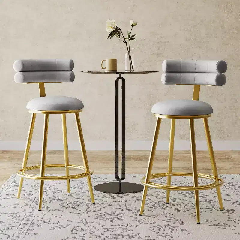 Tabourets de bar modernes de 96,5 cm de haut, lot de 2, chaises d'appoint en velours avec cadre en métal pour cuisine/chambre/salle à manger