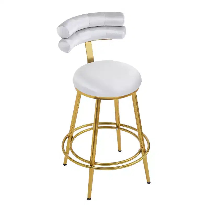 Tabourets de bar modernes de 96,5 cm de haut, lot de 2, chaises d'appoint en velours avec cadre en métal pour cuisine/chambre/salle à manger