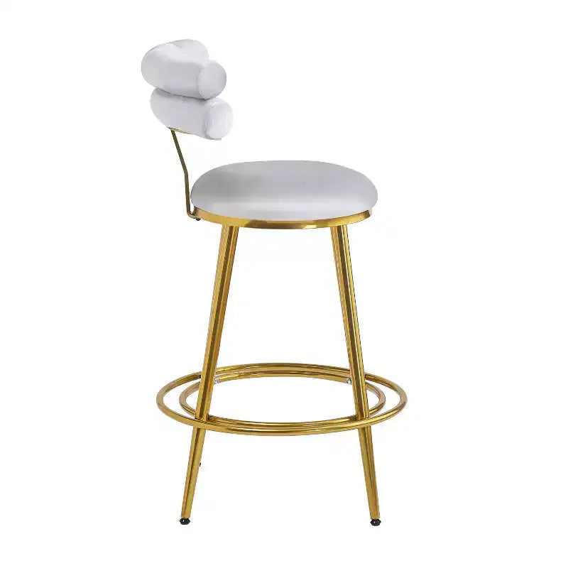 Tabourets de bar modernes de 96,5 cm de haut, lot de 2, chaises d'appoint en velours avec cadre en métal pour cuisine/chambre/salle à manger