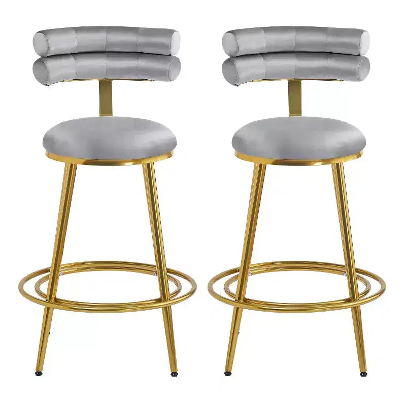 Tabourets de bar modernes de 96,5 cm de haut, lot de 2, chaises d'appoint en velours avec cadre en métal pour cuisine/chambre/salle à manger