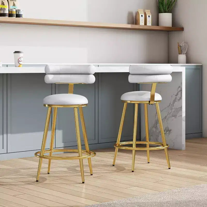 Tabourets de bar modernes de 96,5 cm de haut, lot de 2, chaises d'appoint en velours avec cadre en métal pour cuisine/chambre/salle à manger