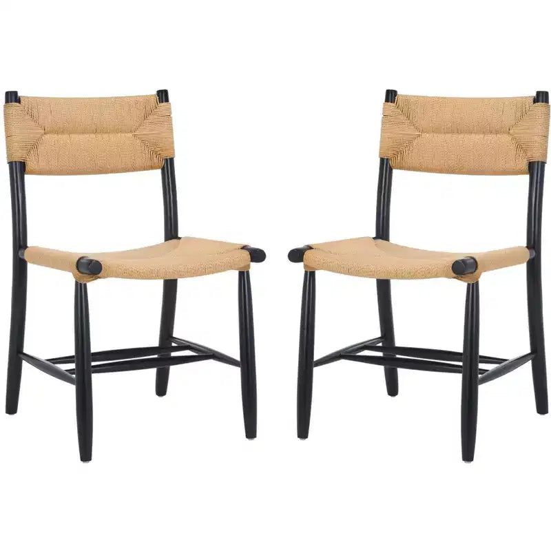 Floryn Rope Dining Chair (Set of 2) - DCH8805 - Natural/Black - Safavieh