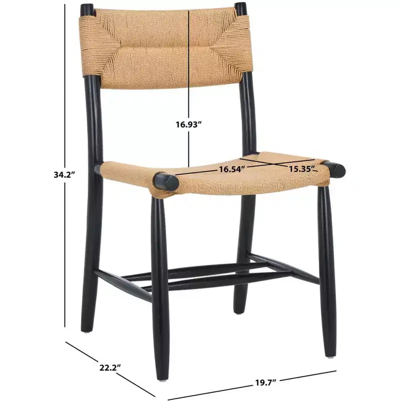 Chaise de salle à manger en corde naturelle/noire