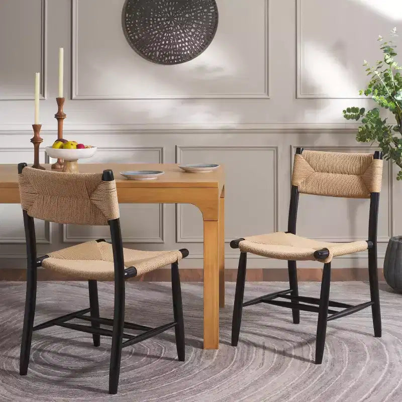 Chaise de salle à manger en corde naturelle/noire
