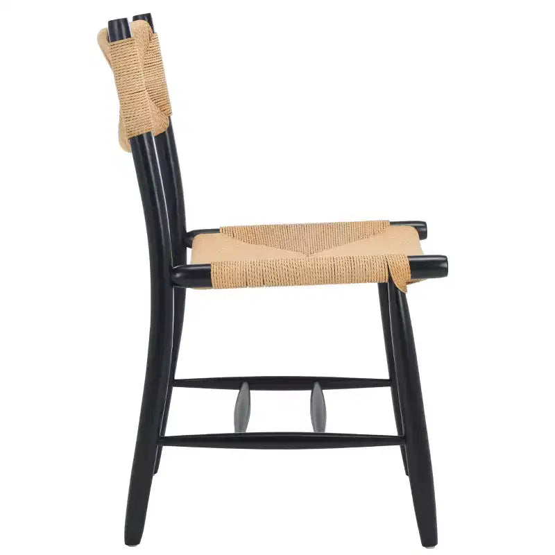 Chaise de salle à manger en corde naturelle/noire