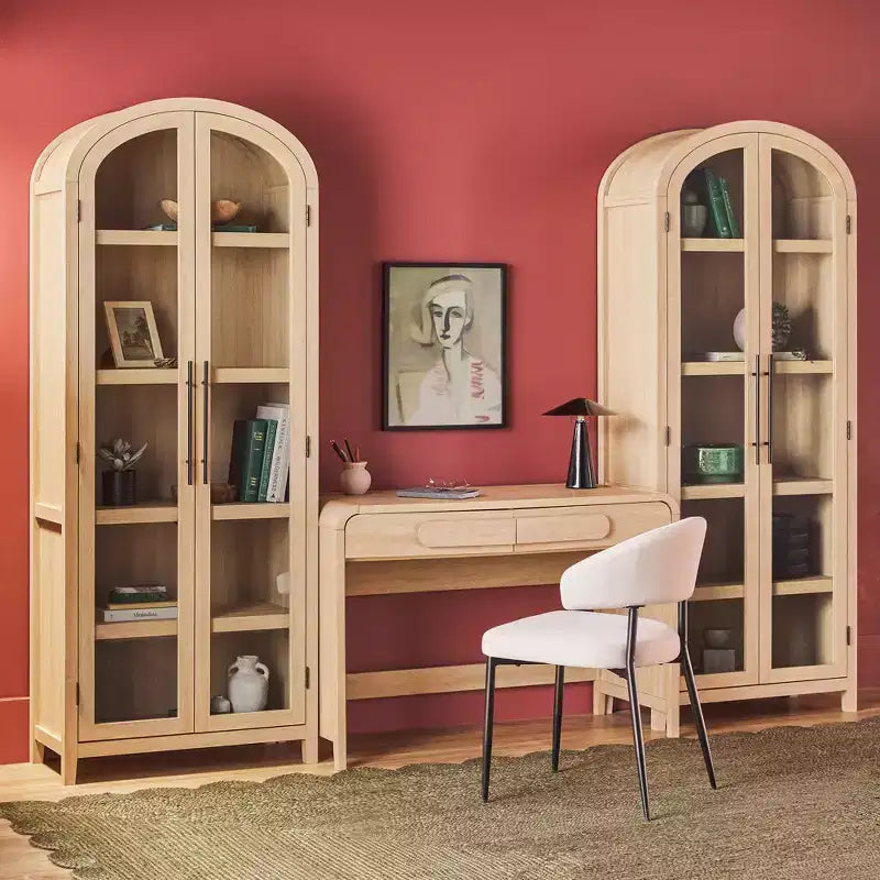 Bureau cascade moderne 3 pièces avec 2 bibliothèques hautes en verre