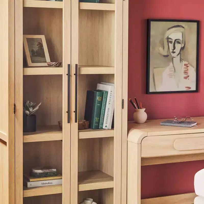 Bureau cascade moderne 3 pièces avec 2 bibliothèques hautes en verre