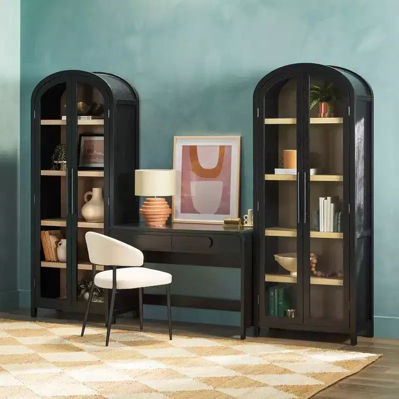 Bureau cascade moderne 3 pièces avec 2 bibliothèques hautes en verre